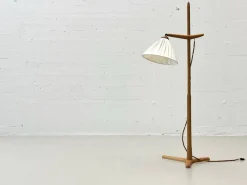 Hot Pamono Beech Floor Lamp attributed to Temde Leuchten, 1960s