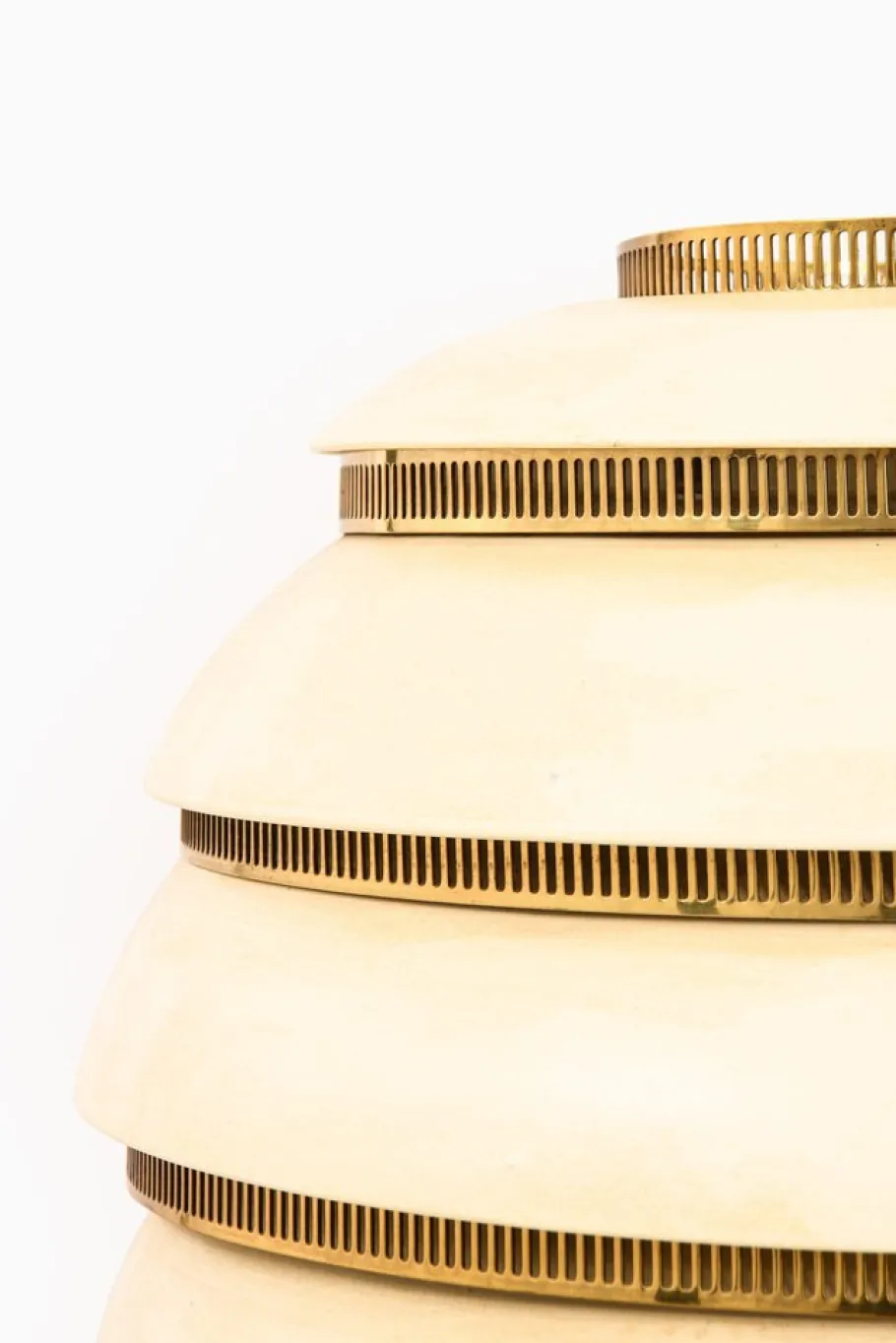 New Pamono Beehive Lamp in Brass and White Lacquered Metal by Alvar Aalto, 1953