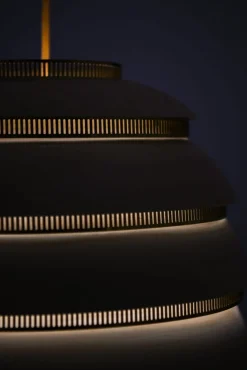 New Pamono Beehive Lamp in Brass and White Lacquered Metal by Alvar Aalto, 1953