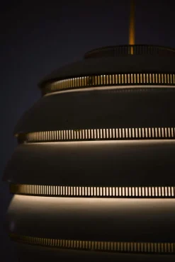 New Pamono Beehive Lamp in Brass and White Lacquered Metal by Alvar Aalto, 1953