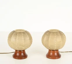Online Pamono Beige Dentate Cocoon Table Lamps by Castiglioni, 1960s, Set of 2