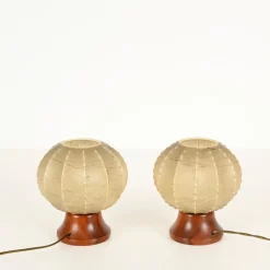 Online Pamono Beige Dentate Cocoon Table Lamps by Castiglioni, 1960s, Set of 2