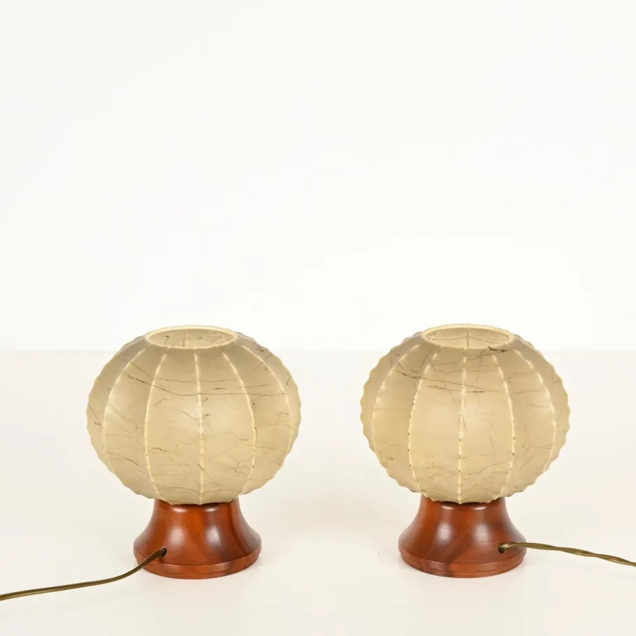 Online Pamono Beige Dentate Cocoon Table Lamps by Castiglioni, 1960s, Set of 2