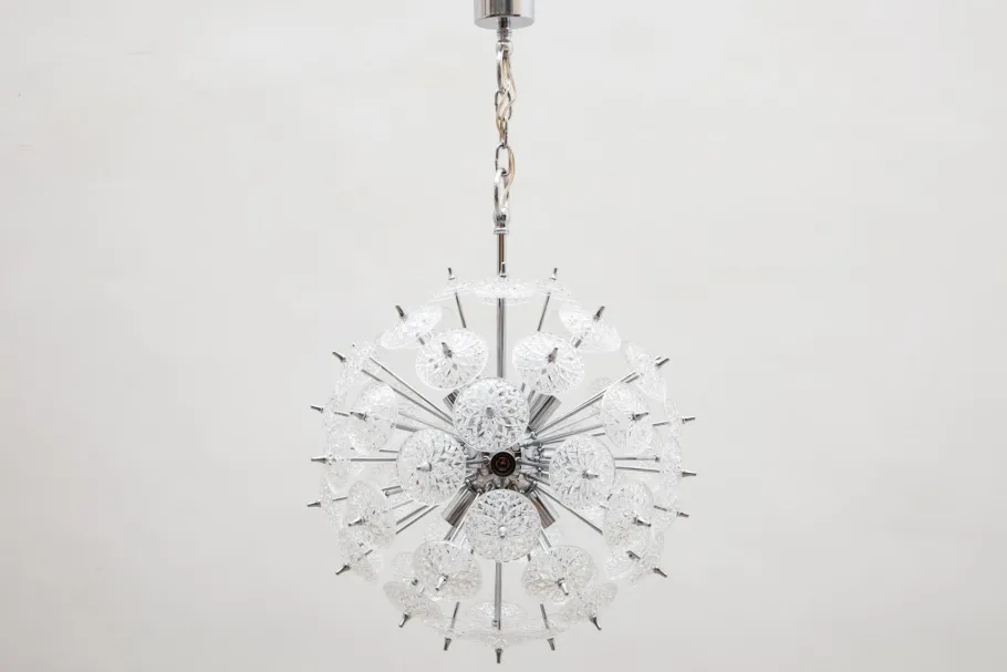 Best Pamono Belgian Floral Starburst Sputnik Chandelier from Val Saint Lambert, 1969