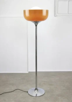 Pamono Big Brown Floor Lamp by Luigi Massoni for Guzzini, 1970s