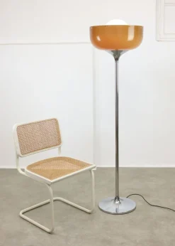 Pamono Big Brown Floor Lamp by Luigi Massoni for Guzzini, 1970s