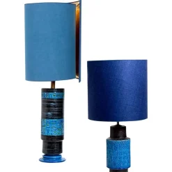 Discount Pamono Bitossi Table Lamps with New Silk Custom Made Lampshades by René Houben, Set of 2