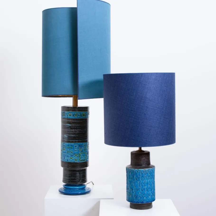 Discount Pamono Bitossi Table Lamps with New Silk Custom Made Lampshades by René Houben, Set of 2