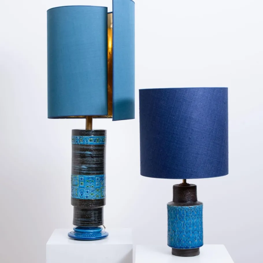 Discount Pamono Bitossi Table Lamps with New Silk Custom Made Lampshades by René Houben, Set of 2