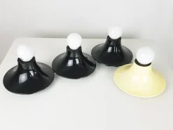 New Pamono Black & Ivory Plastic Teti Wall or Ceiling Lamp by Vico Magistretti for Artemide, 1960s