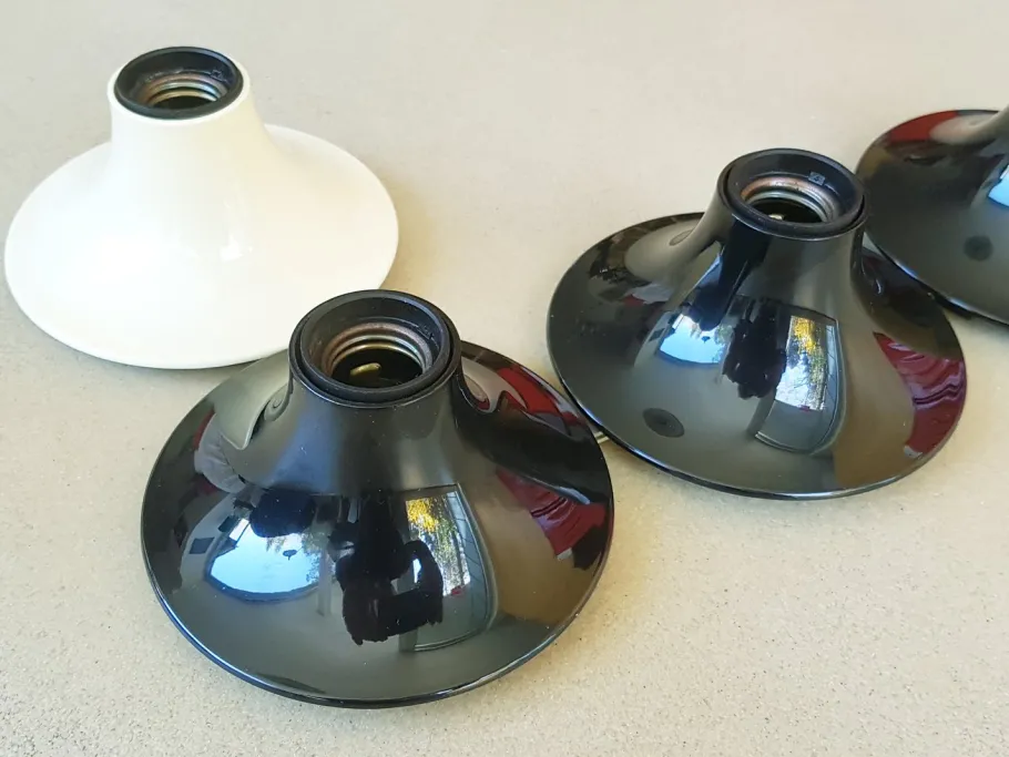 New Pamono Black & Ivory Plastic Teti Wall or Ceiling Lamp by Vico Magistretti for Artemide, 1960s