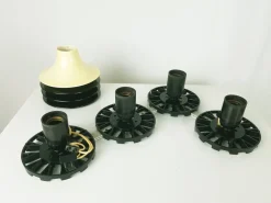 New Pamono Black & Ivory Plastic Teti Wall or Ceiling Lamp by Vico Magistretti for Artemide, 1960s