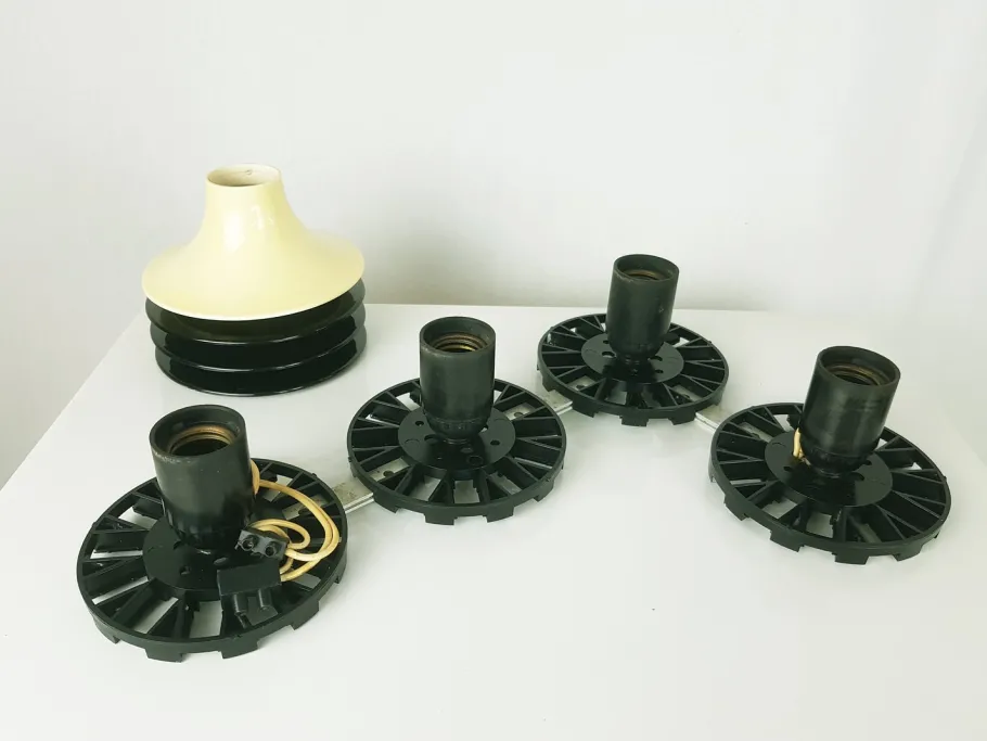 New Pamono Black & Ivory Plastic Teti Wall or Ceiling Lamp by Vico Magistretti for Artemide, 1960s