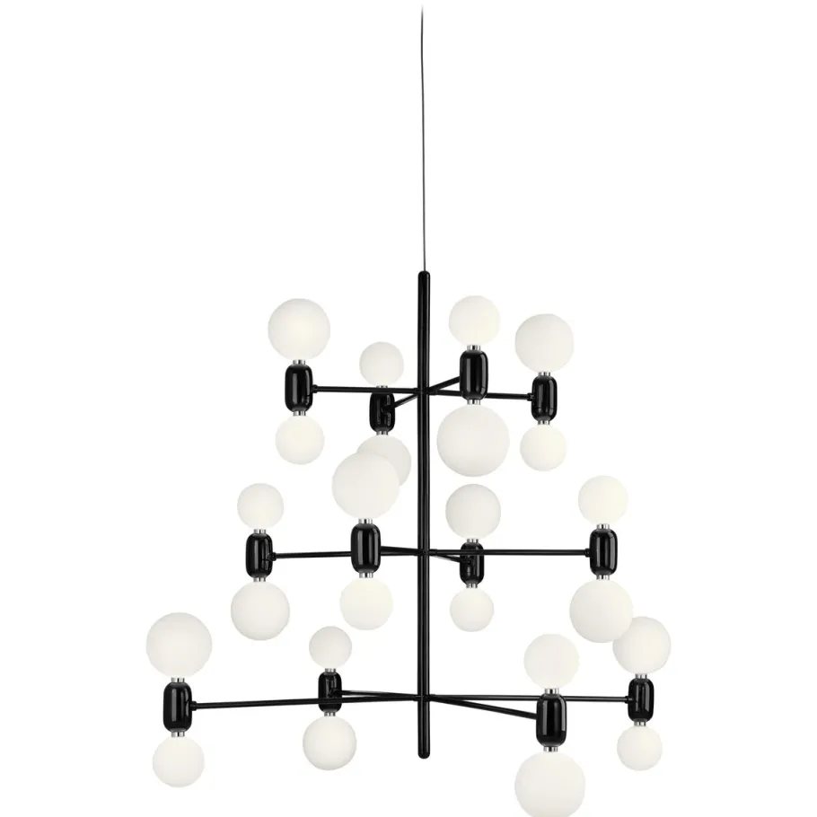 New Pamono Black Aballs Chandelier 12 by Parachilna