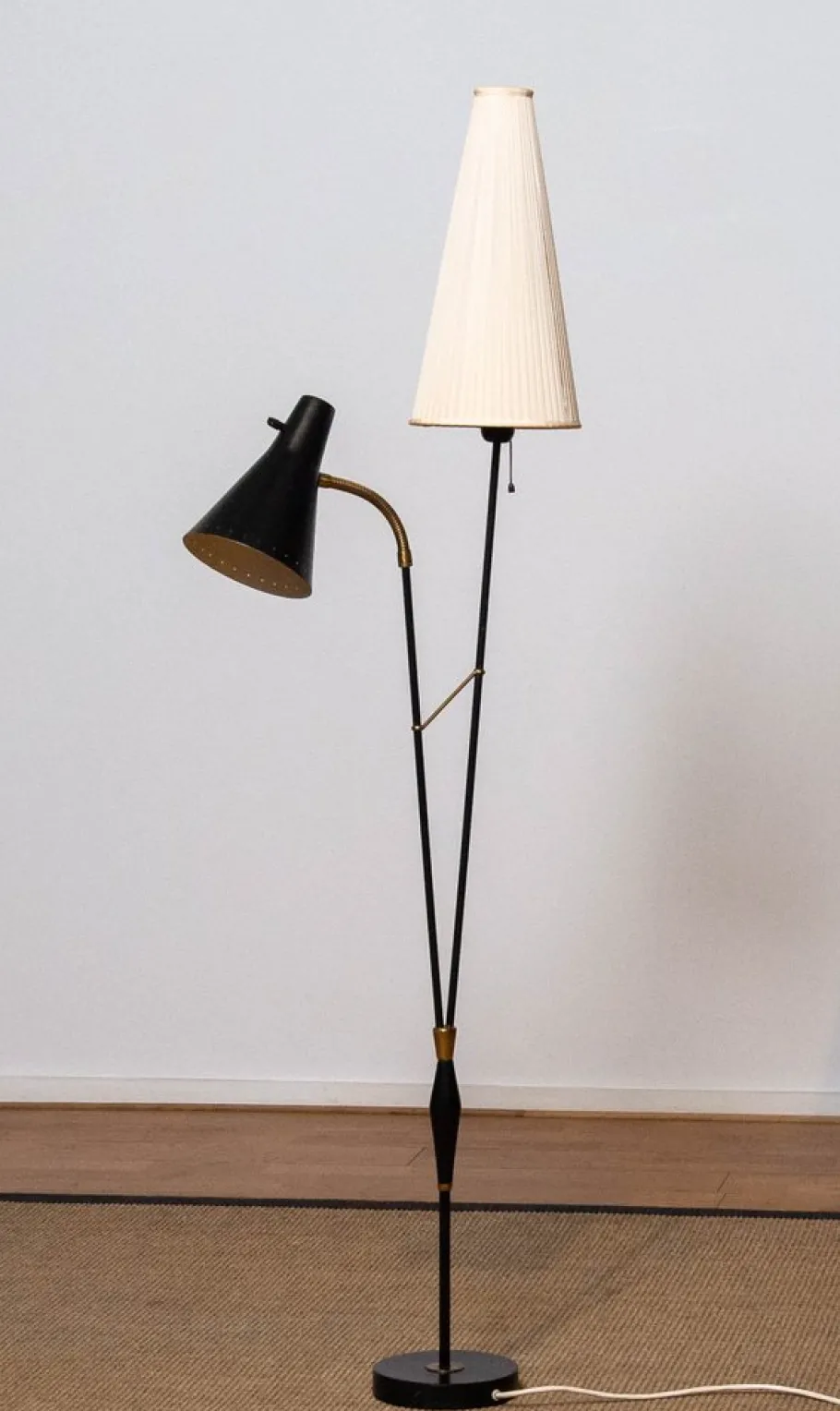 Online Pamono Black and Brass Floor Reading Lamp attributed to Hans Bergström for Attaljé Lyktan, 1950s
