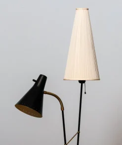 Online Pamono Black and Brass Floor Reading Lamp attributed to Hans Bergström for Attaljé Lyktan, 1950s
