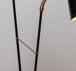Online Pamono Black and Brass Floor Reading Lamp attributed to Hans Bergström for Attaljé Lyktan, 1950s
