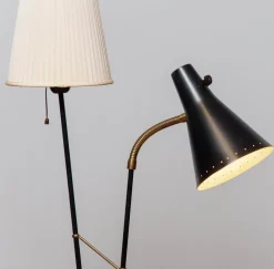 Online Pamono Black and Brass Floor Reading Lamp attributed to Hans Bergström for Attaljé Lyktan, 1950s