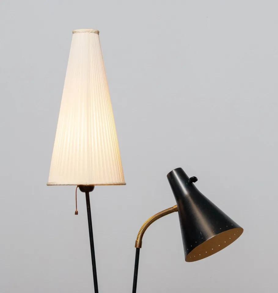 Online Pamono Black and Brass Floor Reading Lamp attributed to Hans Bergström for Attaljé Lyktan, 1950s
