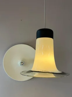 Discount Pamono Black and White Glass Trumpet Lamp from Peill & Putzler