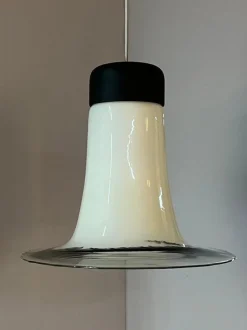 Discount Pamono Black and White Glass Trumpet Lamp from Peill & Putzler