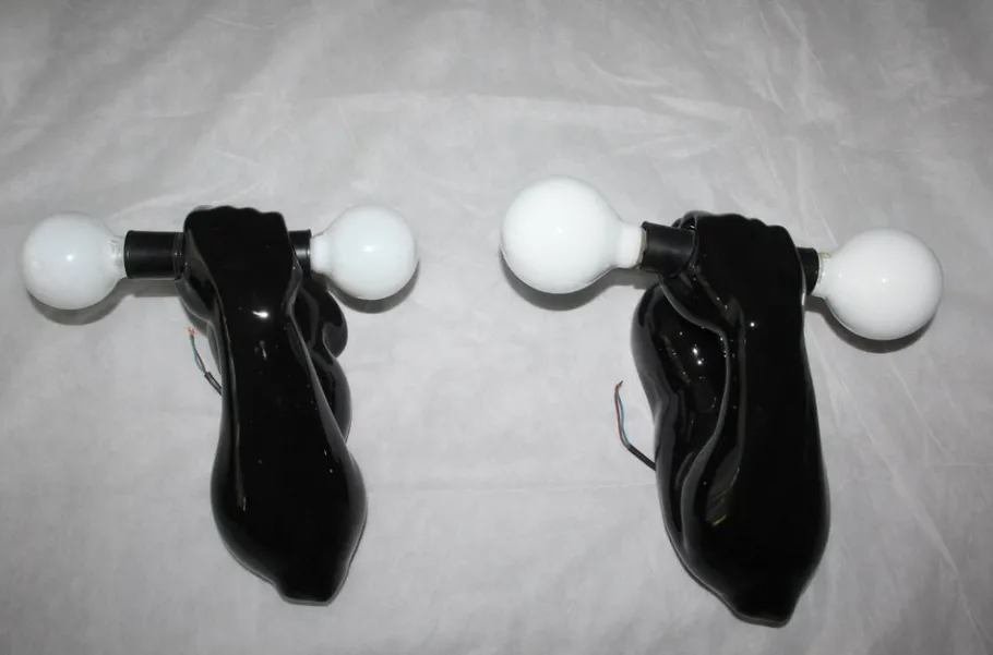 Clearance Pamono Black Arm Wall Lights with Dumbbells, Set of 2