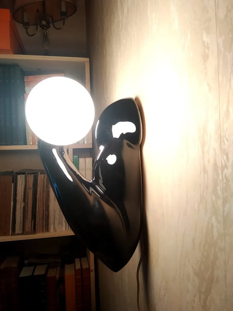 Clearance Pamono Black Arm Wall Lights with Dumbbells, Set of 2