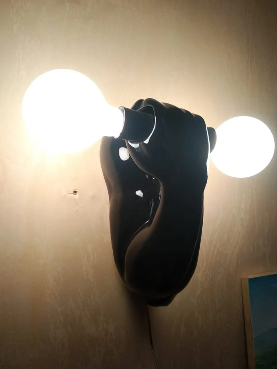 Clearance Pamono Black Arm Wall Lights with Dumbbells, Set of 2