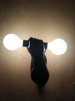 Clearance Pamono Black Arm Wall Lights with Dumbbells, Set of 2