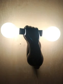 Clearance Pamono Black Arm Wall Lights with Dumbbells, Set of 2