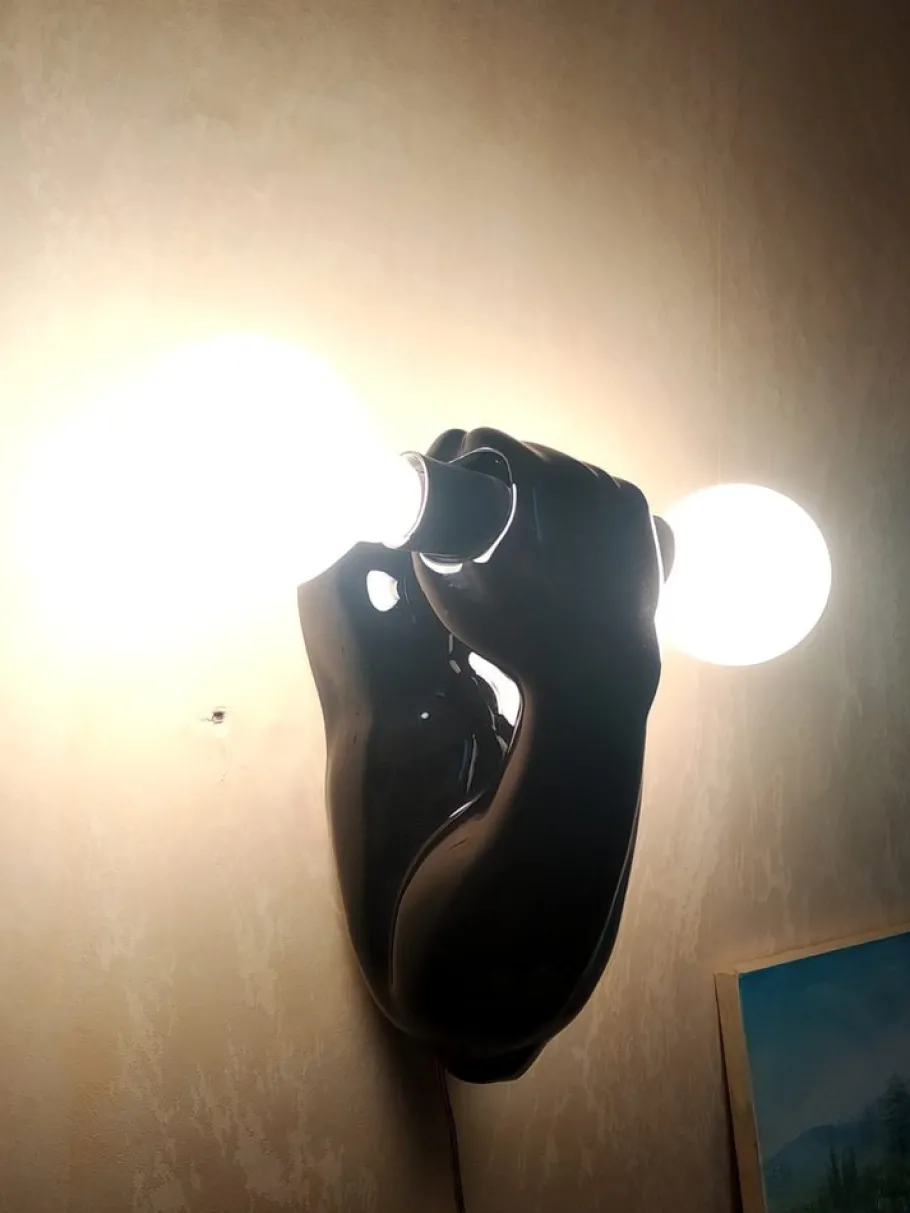 Clearance Pamono Black Arm Wall Lights with Dumbbells, Set of 2