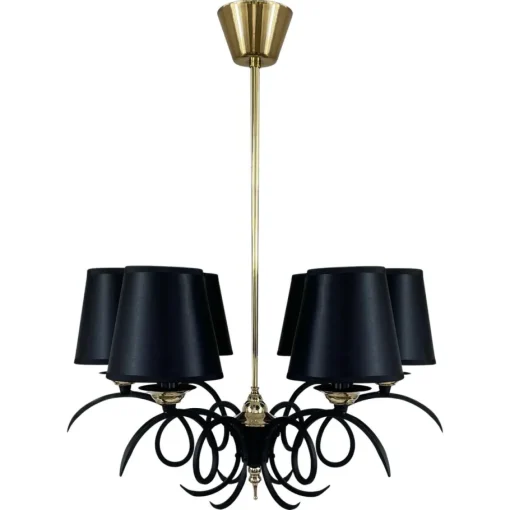 Best Pamono Black Cast Iron and Brass Chandelier from Jean Royere, France, 1950s