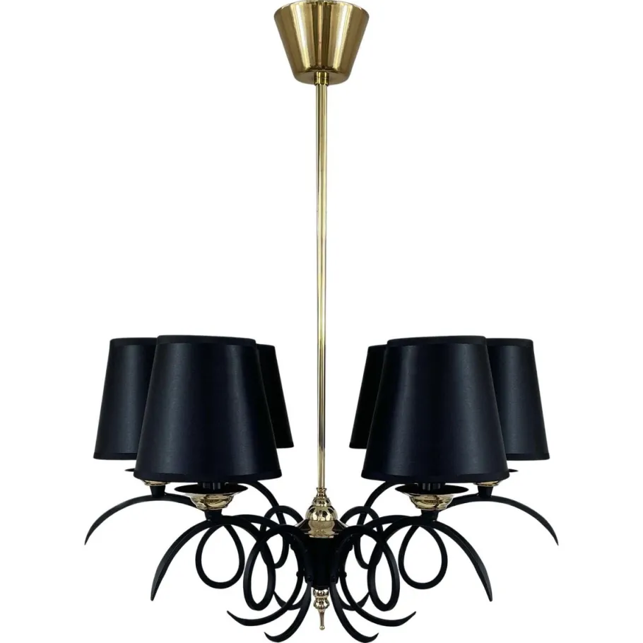 Best Pamono Black Cast Iron and Brass Chandelier from Jean Royere, France, 1950s