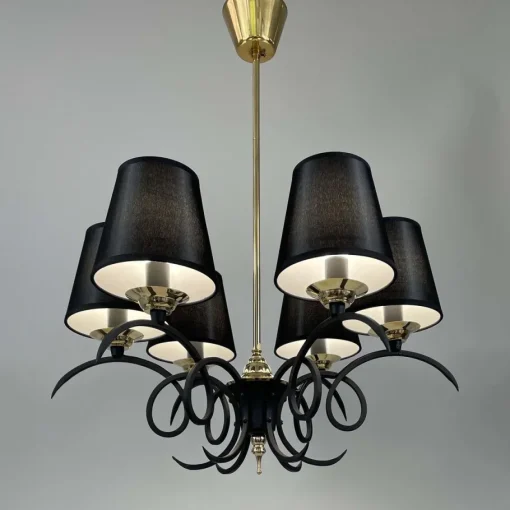 Best Pamono Black Cast Iron and Brass Chandelier from Jean Royere, France, 1950s