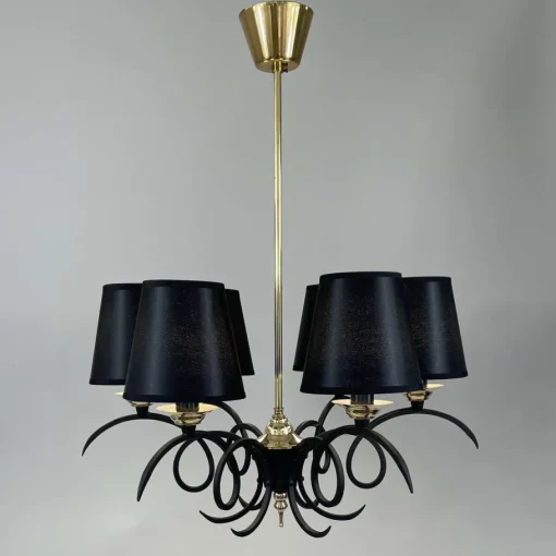 Best Pamono Black Cast Iron and Brass Chandelier from Jean Royere, France, 1950s