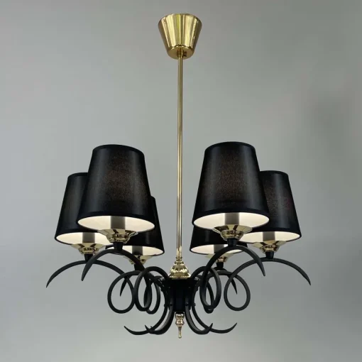 Best Pamono Black Cast Iron and Brass Chandelier from Jean Royere, France, 1950s