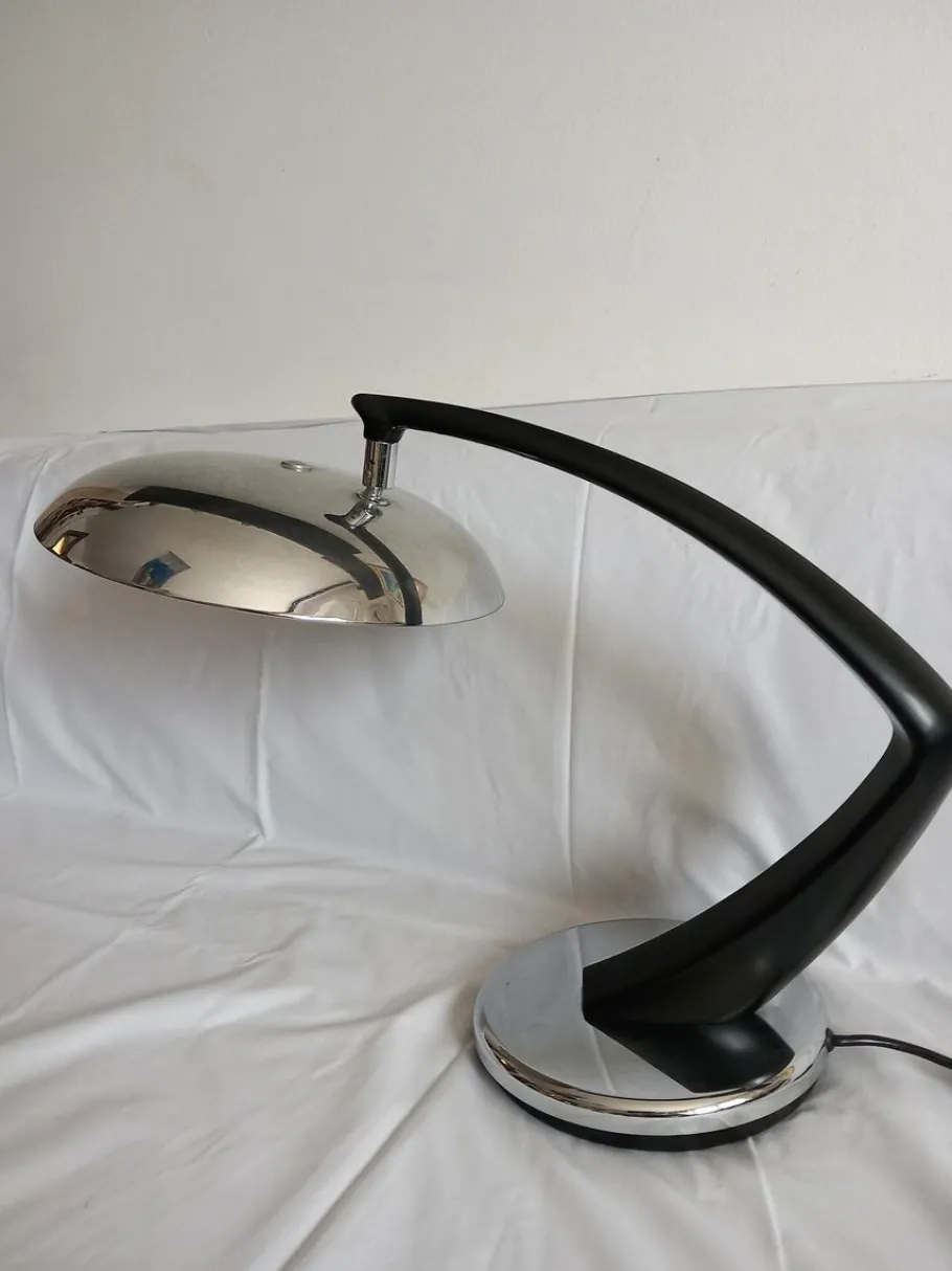 Sale Pamono Black Chrome Model Boomerang Table Lamp from Fase, 1960s
