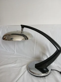 Sale Pamono Black Chrome Model Boomerang Table Lamp from Fase, 1960s