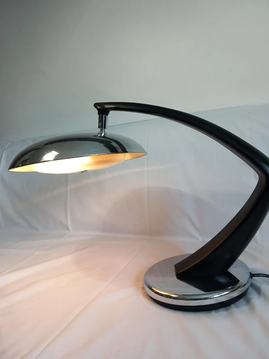 Sale Pamono Black Chrome Model Boomerang Table Lamp from Fase, 1960s