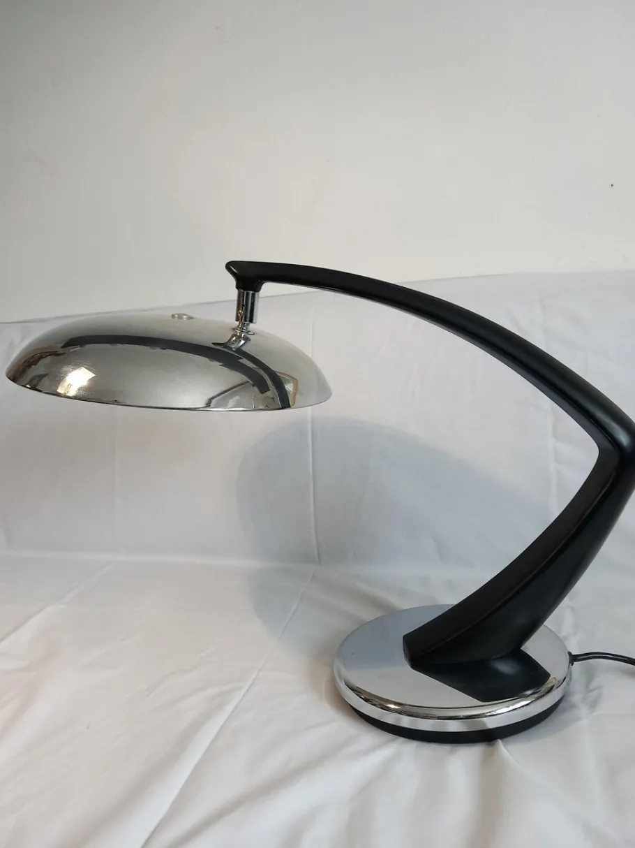 Sale Pamono Black Chrome Model Boomerang Table Lamp from Fase, 1960s