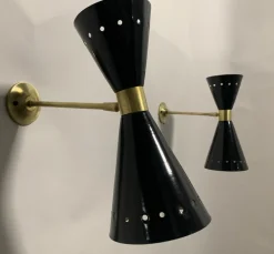 Best Pamono Black Diablo Sconce in Brass, 1950s