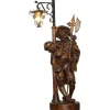 Online Pamono Black Forest Hand-Carved Wood Watchman Lamp, 1920s