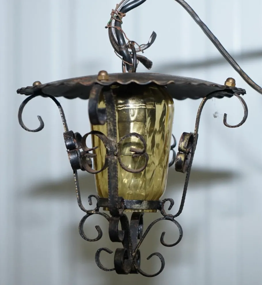 Online Pamono Black Forest Hand-Carved Wood Watchman Lamp, 1920s