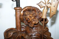 Online Pamono Black Forest Hand-Carved Wood Watchman Lamp, 1920s