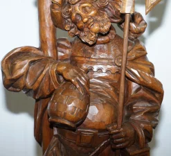 Online Pamono Black Forest Hand-Carved Wood Watchman Lamp, 1920s