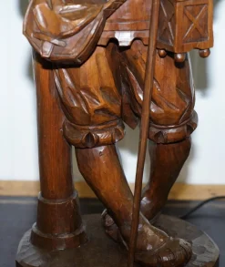 Online Pamono Black Forest Hand-Carved Wood Watchman Lamp, 1920s