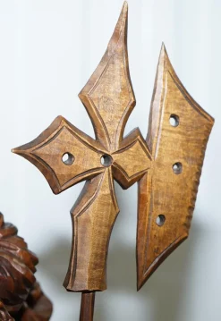 Online Pamono Black Forest Hand-Carved Wood Watchman Lamp, 1920s