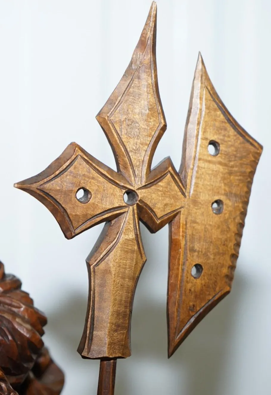 Online Pamono Black Forest Hand-Carved Wood Watchman Lamp, 1920s