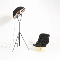 Clearance Pamono Black Fortuny Floor Lamp by Mariano Fortuny for Pallucco