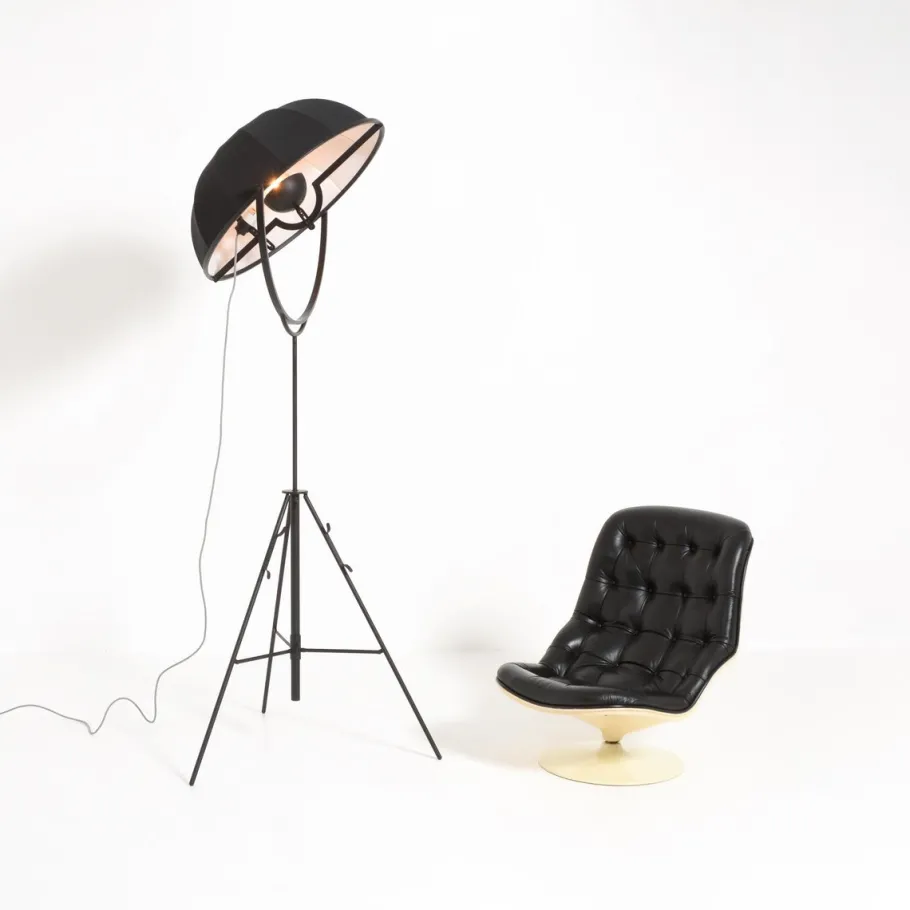 Clearance Pamono Black Fortuny Floor Lamp by Mariano Fortuny for Pallucco